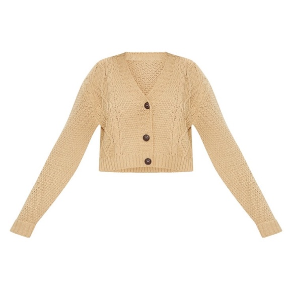 Camel Cable Cropped Cardigan - Picture 2 of 3